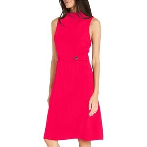 Maggy London Versatile A-Line Mockneck Dress Hot Pink sz 16